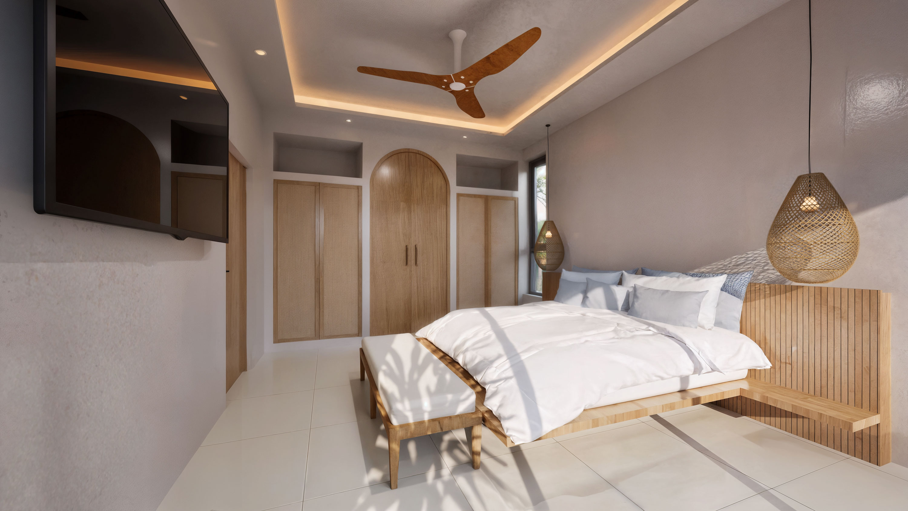 Master bedroom with built-in wardrobe